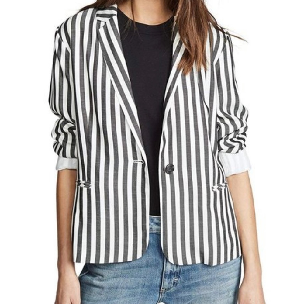 NWT Black and White Striped Winston light weight blazer size M